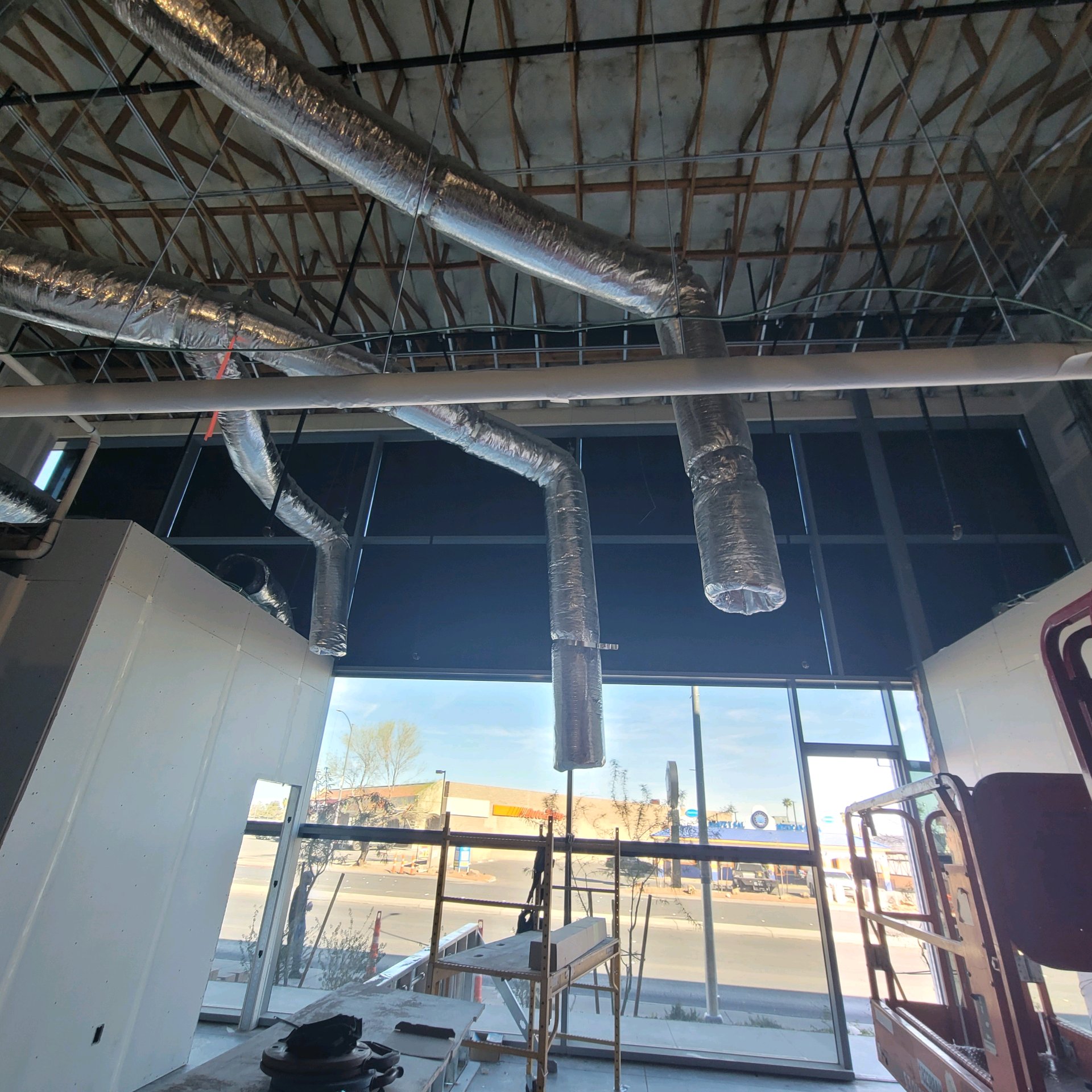 Curtain wall window film installation commercial building