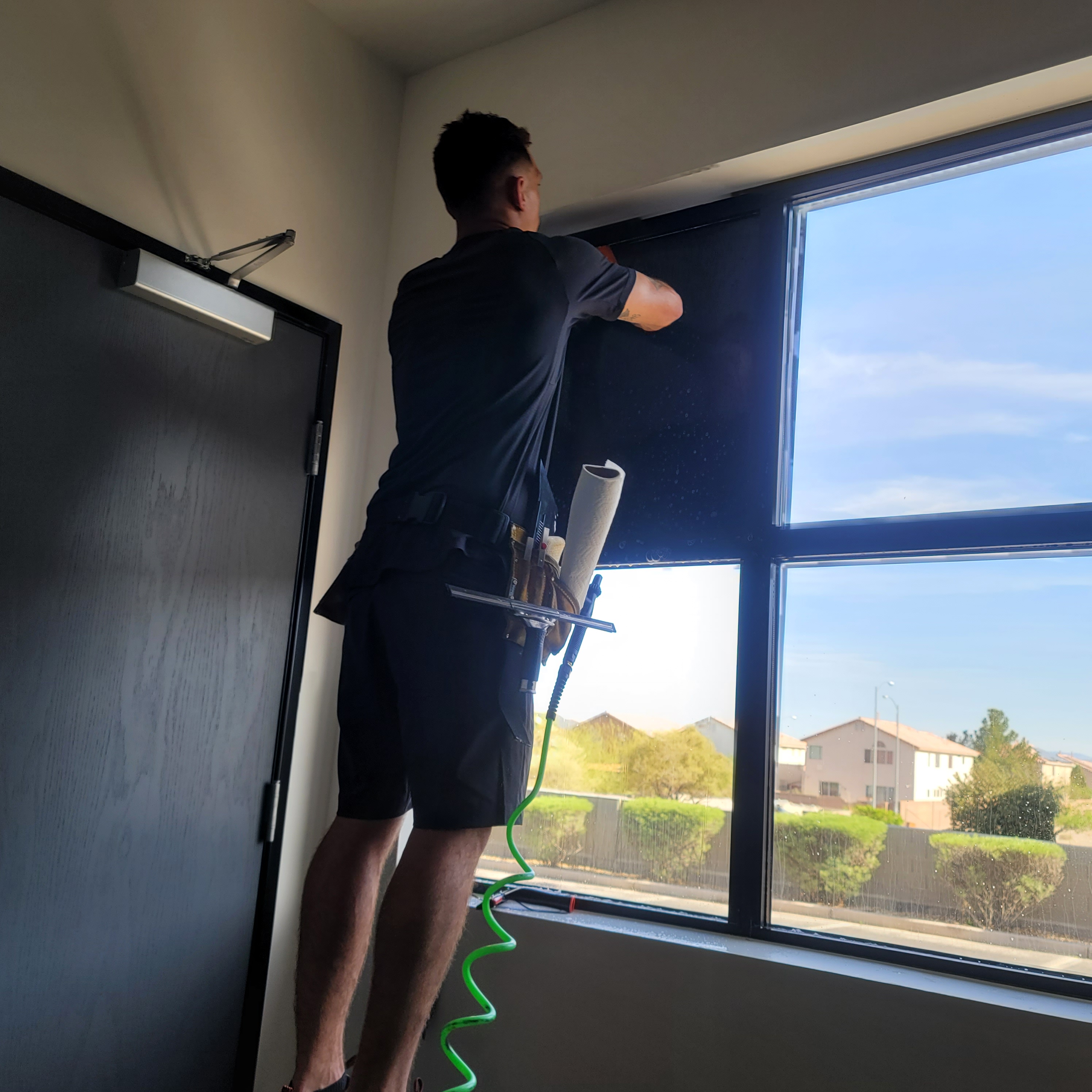Window film installation squeegee technique commercial