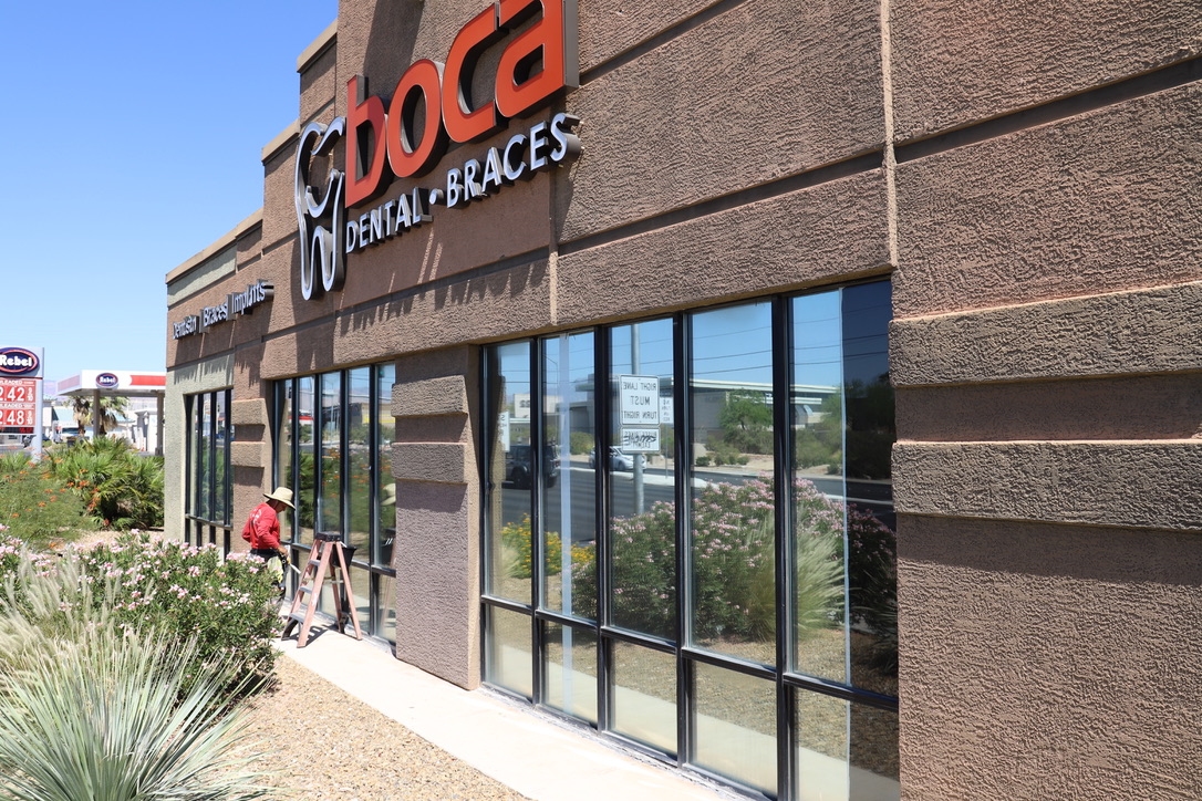 Commercial window film installation Boca Dental