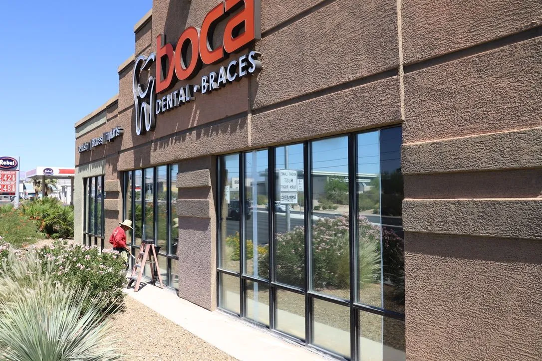 Commercial window film installation Boca Dental