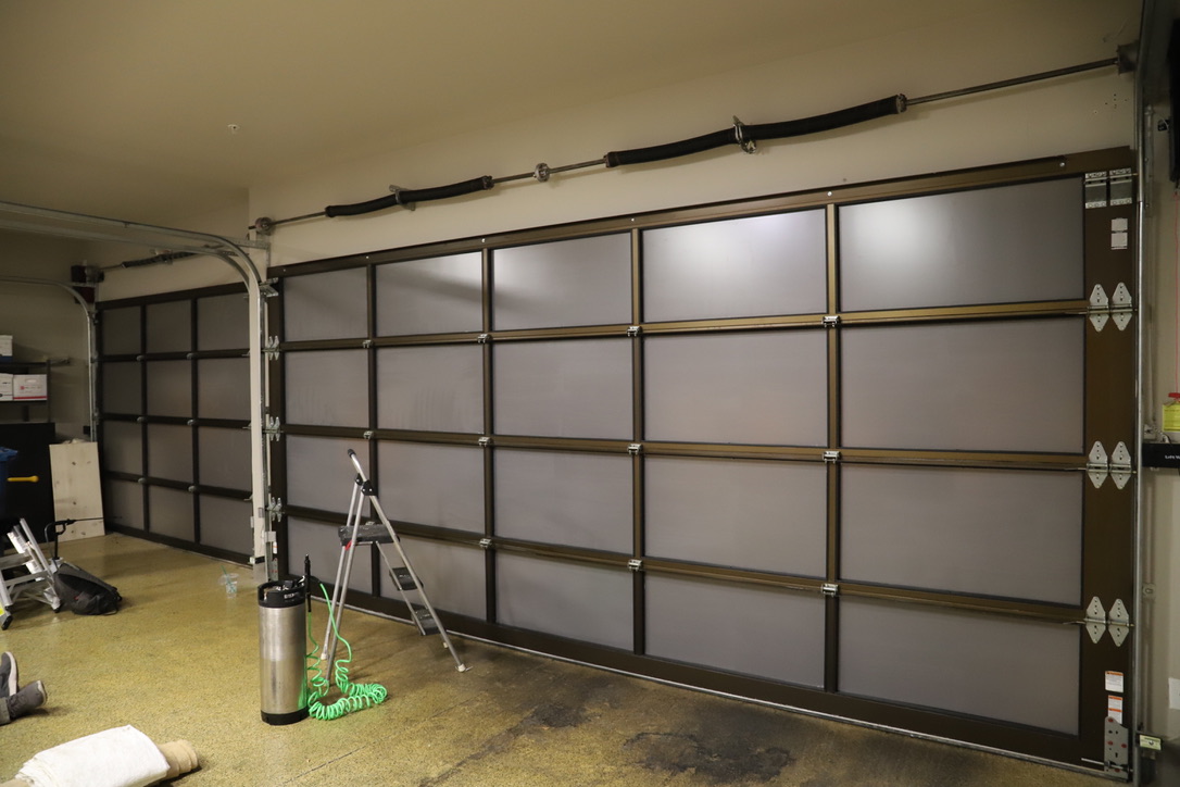 Glass garage door tinted interior view 2