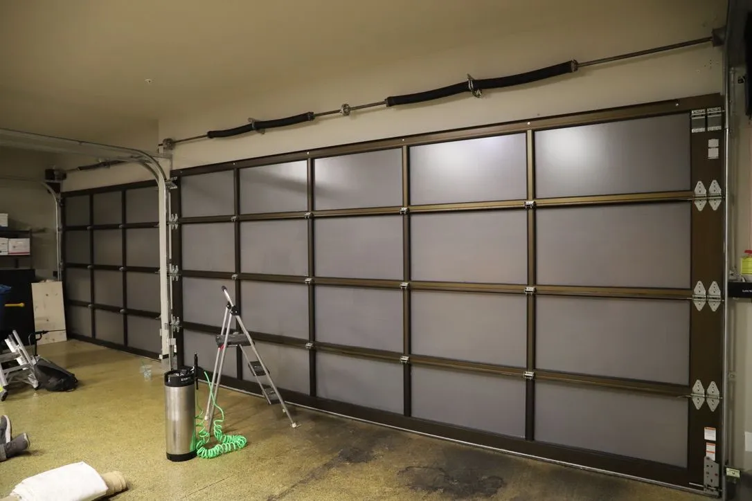 Glass garage door tinted interior view 2