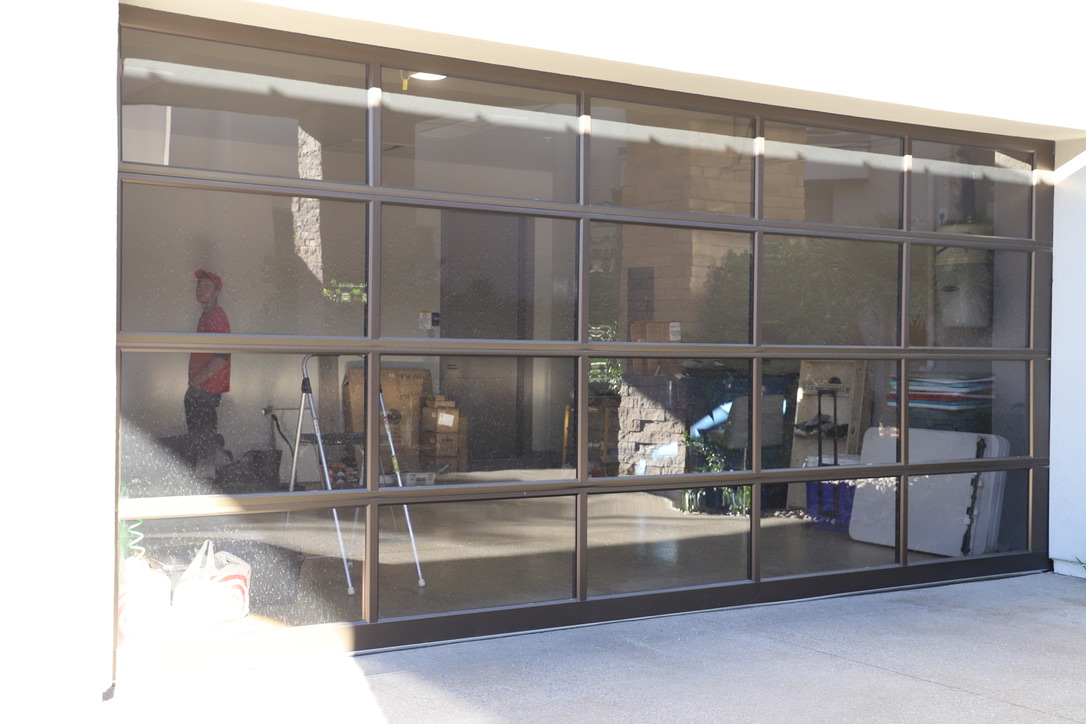Garage door window tinting before installation