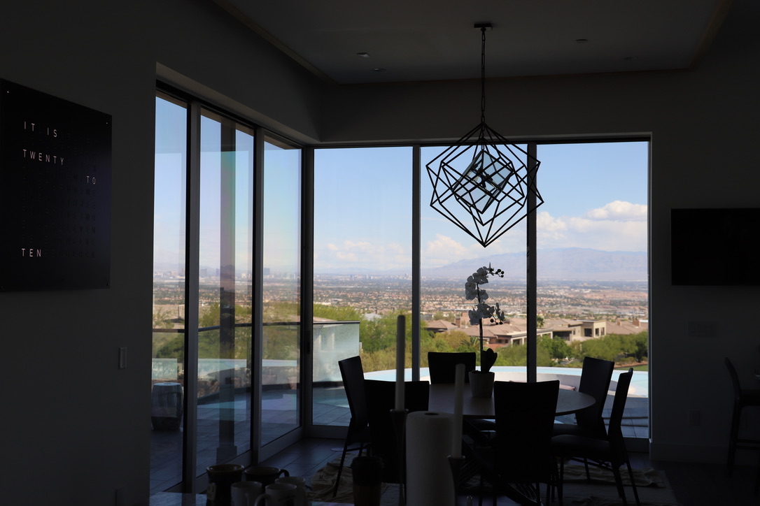 Luxury home dining room tinted windows