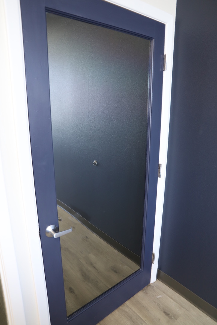 Office glass door after privacy film installation