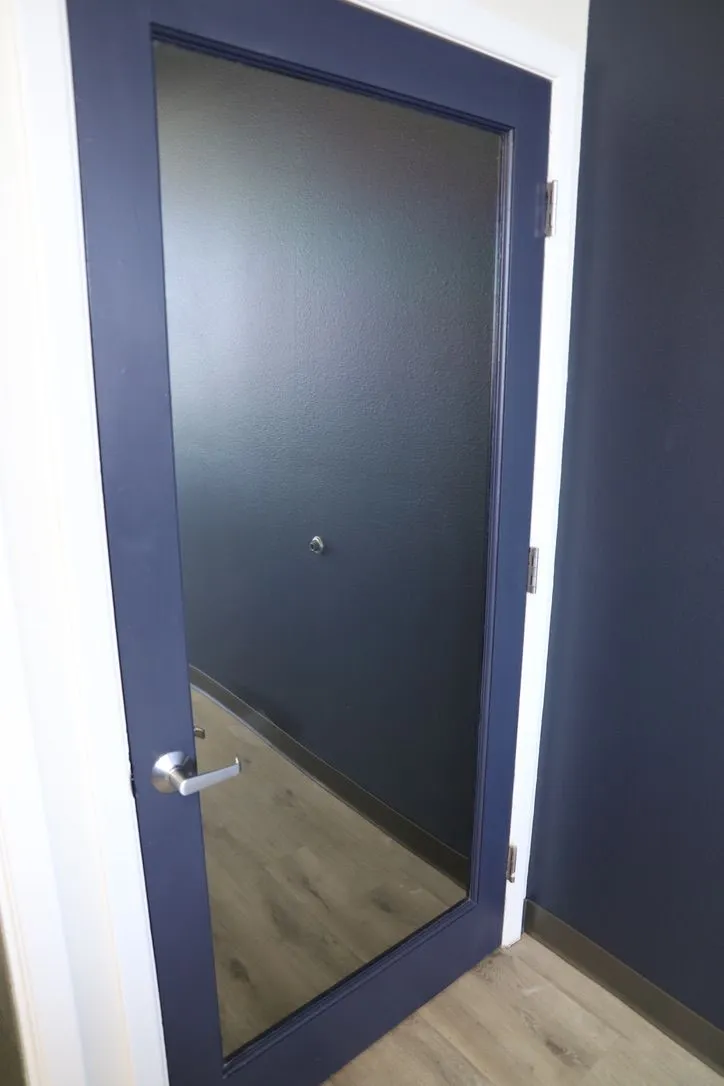 Office glass door after privacy film installation