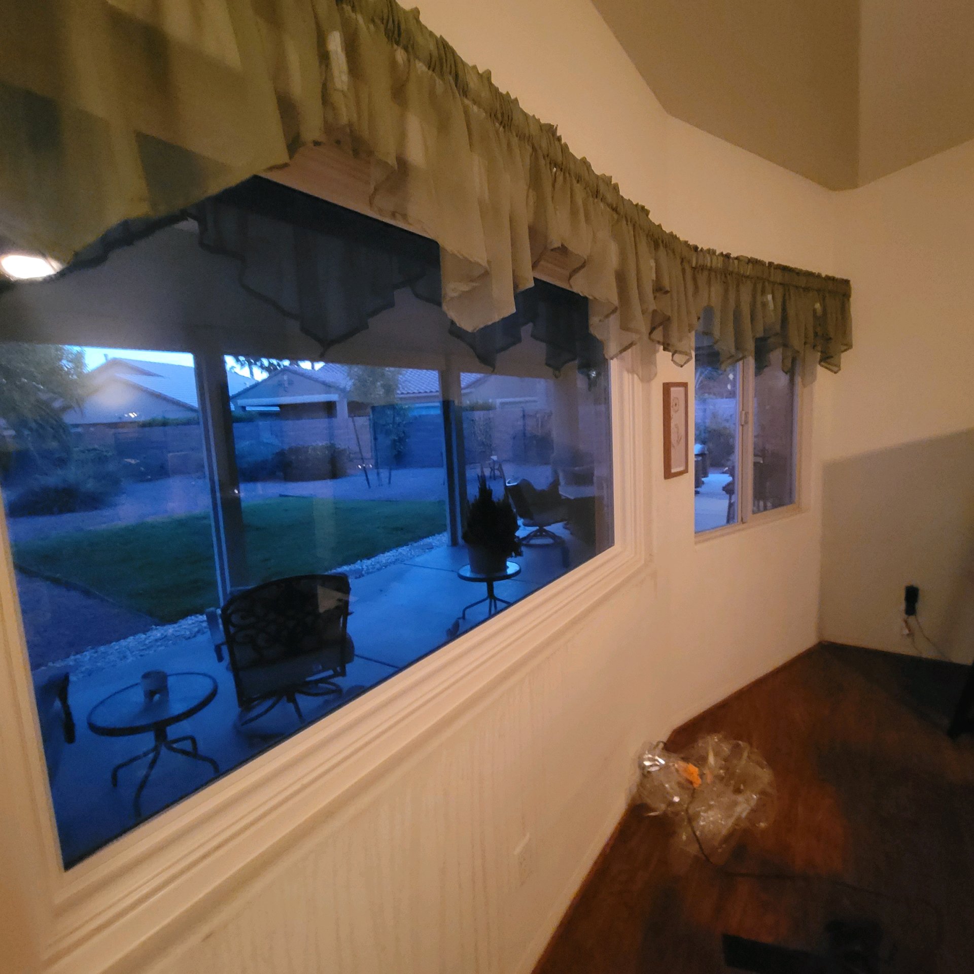 Interior view after solar window film evening