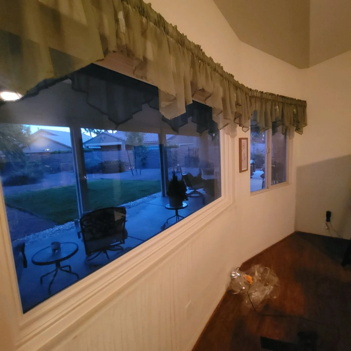 Interior view after solar window film evening