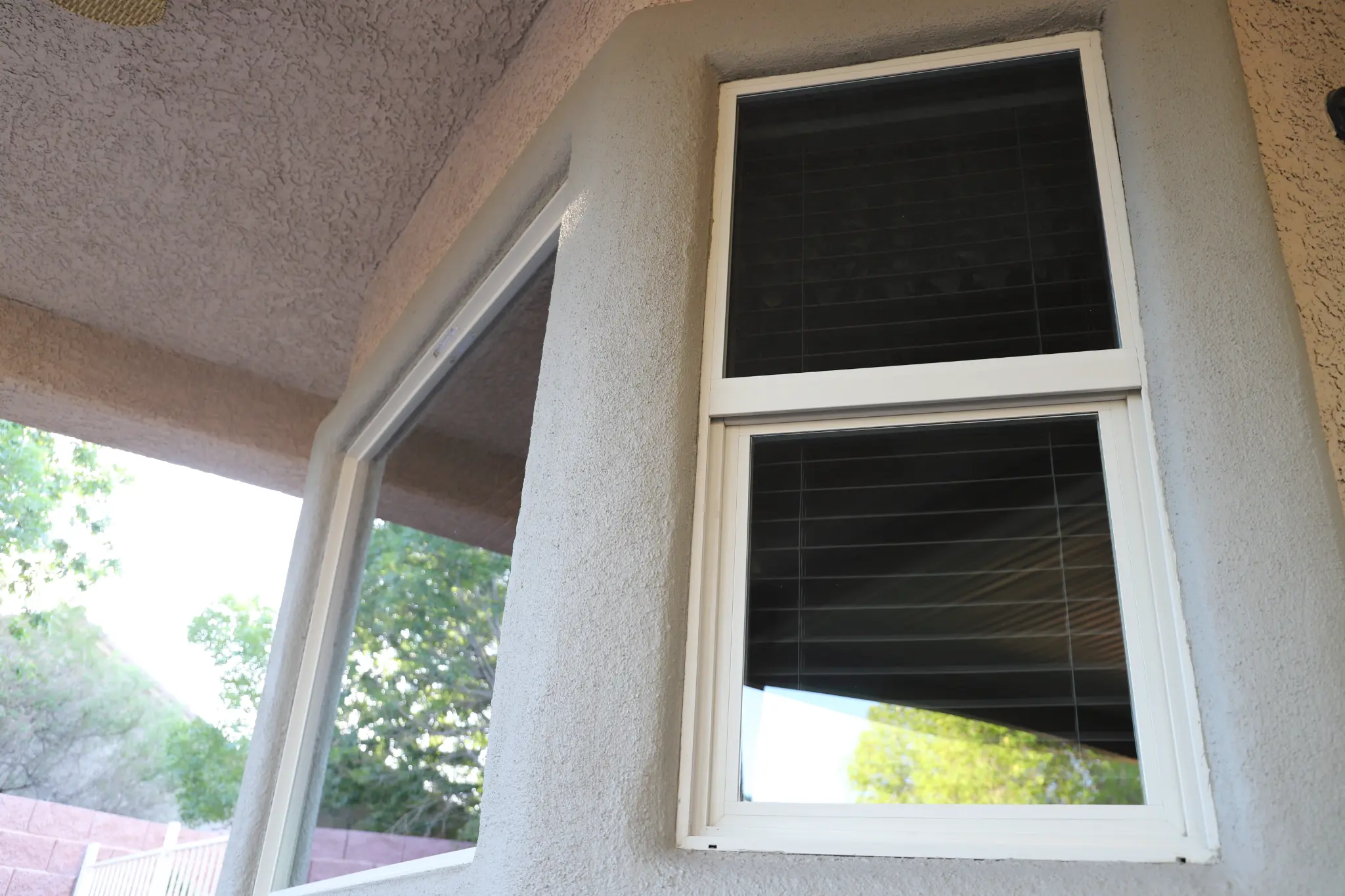 Double-hung windows after solar tinting
