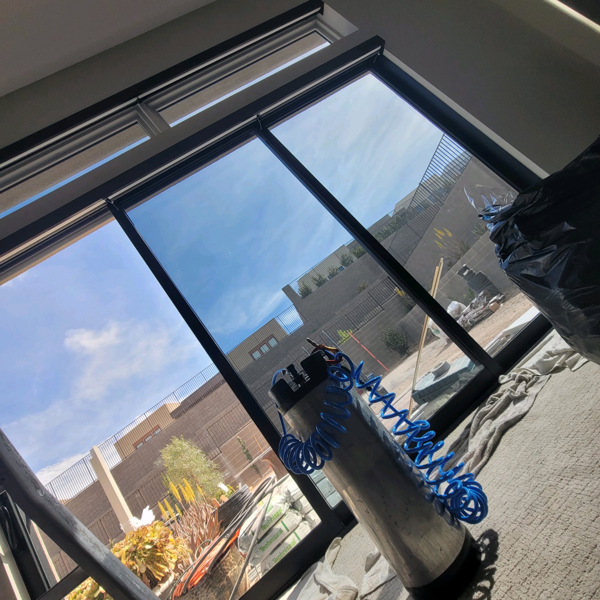 Luxury home bedroom after solar window film 3-panel slider