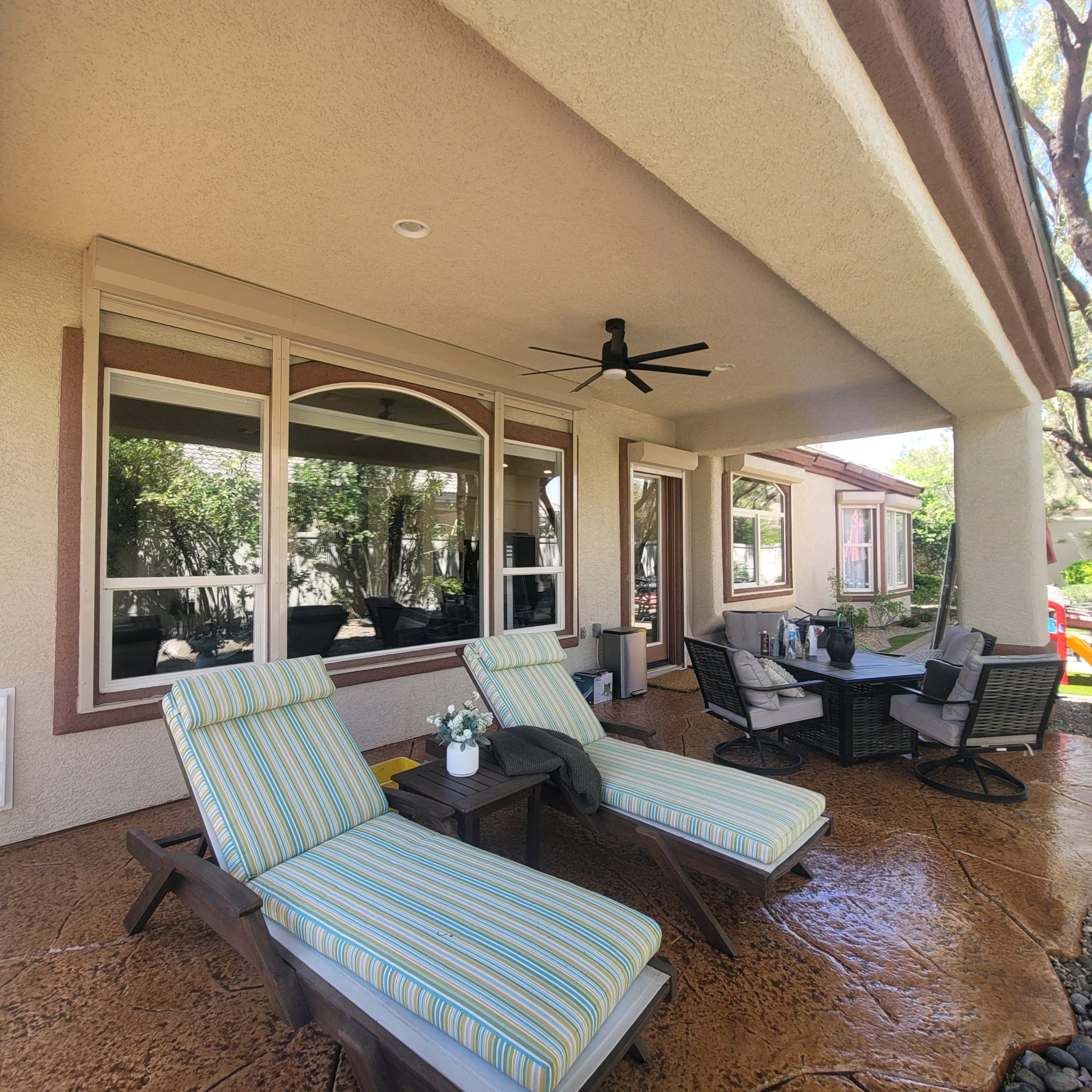 Patio home after solar tinting wide view