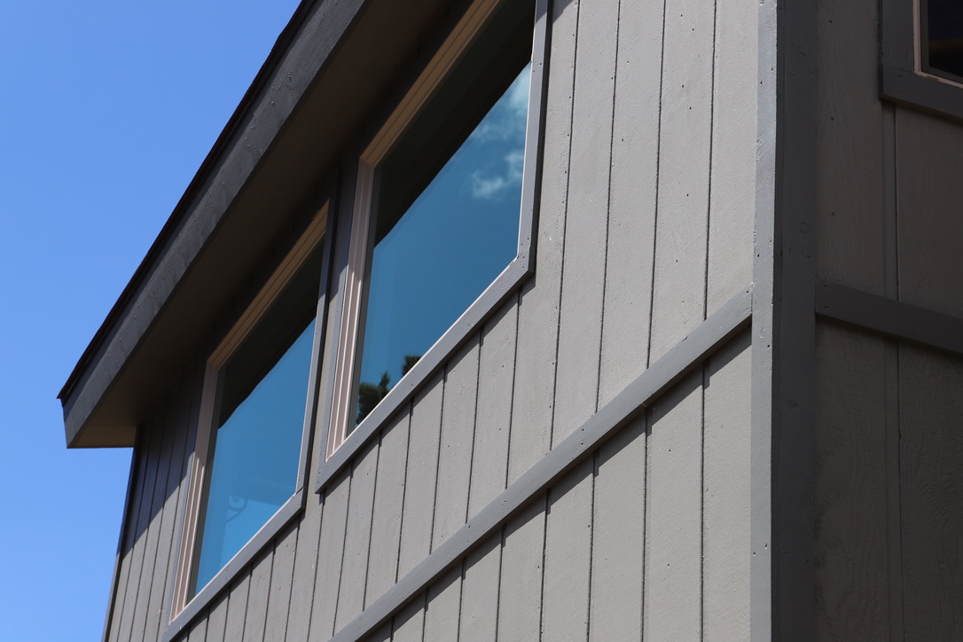 Residential exterior blue tinted windows